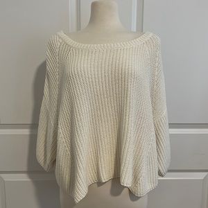 Free People UO Ivory/Cream Knit Boxy Cropped Dolman Sleeve Sweater